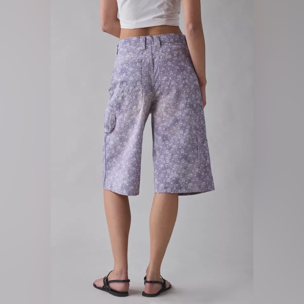 Urban Outfitters Lavender Floral Wide-Leg Jean Shorts - Picture 4 of 4